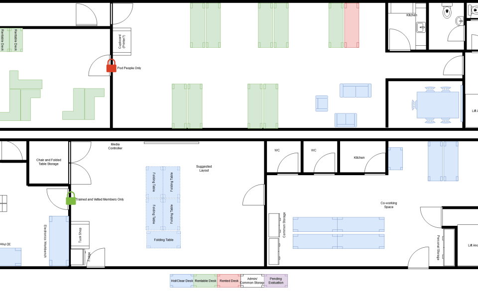 Floor plan with 'single occupancy desk' layout included